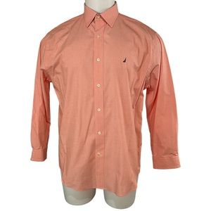 Nautica Mens Shirt Coral Classic Fit Long Sleeve 16 32/33 (290)